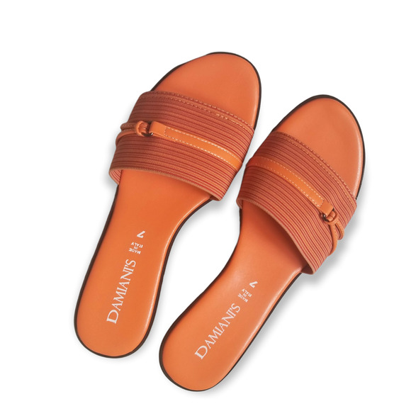 Damiani's made Italy, Orange Wedge Slides Sandals - Size 7 - Picture 3 of 8